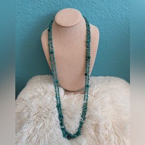 GENUINE TURQUOISE and QUARTZ Necklace 18”